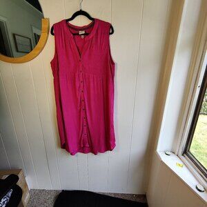 Rose Knox Summer Dress, or Swim Coverup in Pink Crinkle Fabric Sz XL